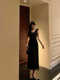 Niulatu Sheath V Neckline Black Long Prom Dresses Birthday Outfits Evening Gown SD971