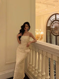 Niulatu Sheath Spaghetti Straps White Prom Dresses Birthday Outfits Evening Gown SD973