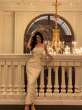 Niulatu Sheath Spaghetti Straps White Prom Dresses Birthday Outfits Evening Gown SD973