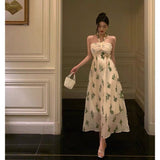 Niulatu A Line Halter Floral Prom Dresses Birthday Outfits Evening Gown SD974