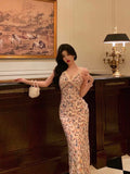 Niulatu Sheath V Neckline Floral Prom Dresses Birthday Outfits Evening Gown SD976