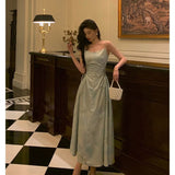 Niulatu A Line Spaghetti Straps Green Floral Ruffles Prom Dresses Birthday Outfits Evening Gown SD982