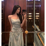 Niulatu A Line Spaghetti Straps Green Floral Ruffles Prom Dresses Birthday Outfits Evening Gown SD982
