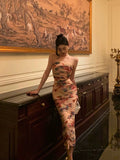 Niulatu Sheath Spaghetti Straps Floral Prom Dresses Birthday Outfits Evening Gown SD983