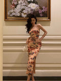 Niulatu Sheath Spaghetti Straps Floral Prom Dresses Birthday Outfits Evening Gown SD983