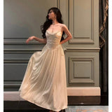Niulatu A Line Spaghetti Straps Long Prom Dresses Birthday Outfits Evening Gown SD984