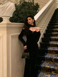 Niulatu Mermaid High Neckline Black Velvet Prom Dresses Birthday Outfits Evening Gown SD990