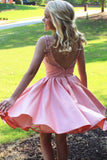 Niulatu Sheer Beaded Open Back Cheap Homecoming Dress, Party HZ1007
