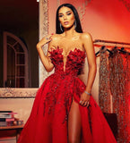 Niulatu Dresses Long Red Glitter Prom Dress HZ0113