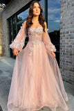 Niulatu Tulle Strapless Puff Sleeve A-Line Prom Dress HZ0113