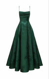Niulatu Spaghetti Straps A-line Green Prom Dresses, Long Prom Dresses HZ0113