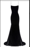 Niulatu spaghetti straps velvet mermaid prom dresses HZ0113