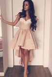 Niulatu A-Line Sweetheart High Low Satin Beaded Homecoming HZ1007