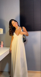 Niulatu White V Neck Evening Dress White Maxi Dress HZ1007