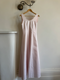 Niulatu A Line Straps Light Pink Satin Prom Dress Wedding Guest Dress HZ0113