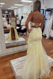 Niulatu Yellow Split Mermaid Prom Evening Dress HZ1007