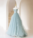 Niulatu Tulle Lace Long Prom Dress A Line Evening Dress HZ1007
