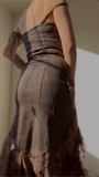 Niulatu Off The Shoulder Chiffon Sequins Evening Dress Formal Prom Dress HZ1007
