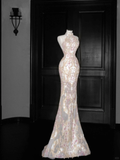 Niulatu Tulle Appliques Sequins Mermaid Prom Dress Slit Formal Evening Dress HZ1007