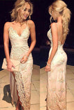 Niulatu Straps Long Prom Dress Lace Party Dress With Front HZ1007