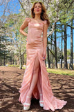 Niulatu Green Square Neck Ruffle Slit Prom HZ1007