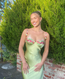 Niulatu Green Applique Long Evening Dress Prom Dress HZ0113