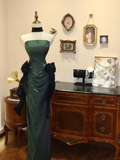 Niulatu Green Strapless Long Mermaid Prom Dress Formal Satin Evening Dress HZ1007