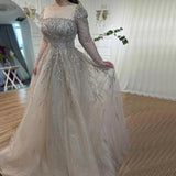 Niulatu Hill Muslim Pink A Line Beaded Luxury Dubai Long Evening Dresses Gowns For Woman Wedding HZ1007