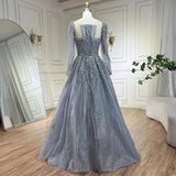 Niulatu Hill Muslim Pink A Line Beaded Luxury Dubai Long Evening Dresses Gowns For Woman Wedding HZ1007