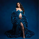Niulatu Maternity Photography Dresses Organza Ruffle Pregnancy Photo Shoot Dress Long Women Maxi Maternity Gown vestidos HZ1007