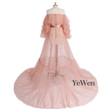 Niulatu Pink Long Maternity Photography Props Dresses Tulle Perspective Pregnancy Mesh Maxi Gown For Pregnant Women Photo HZ1007