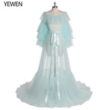Niulatu Pink Long Maternity Photography Props Dresses Tulle Perspective Pregnancy Mesh Maxi Gown For Pregnant Women Photo HZ1007
