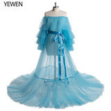 Niulatu Pink Long Maternity Photography Props Dresses Tulle Perspective Pregnancy Mesh Maxi Gown For Pregnant Women Photo HZ1007
