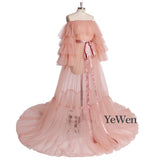 Niulatu Pink Long Maternity Photography Props Dresses Tulle Perspective Pregnancy Mesh Maxi Gown For Pregnant Women Photo HZ1007