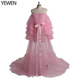 Niulatu Pink Long Maternity Photography Props Dresses Tulle Perspective Pregnancy Mesh Maxi Gown For Pregnant Women Photo HZ1007