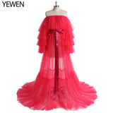 Niulatu Pink Long Maternity Photography Props Dresses Tulle Perspective Pregnancy Mesh Maxi Gown For Pregnant Women Photo HZ1007