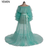 Niulatu Pink Long Maternity Photography Props Dresses Tulle Perspective Pregnancy Mesh Maxi Gown For Pregnant Women Photo HZ1007