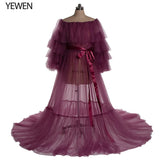 Niulatu Pink Long Maternity Photography Props Dresses Tulle Perspective Pregnancy Mesh Maxi Gown For Pregnant Women Photo HZ1007