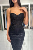 Niulatu Short Black Spaghetti Straps Cocktail Dresses with HZ1007