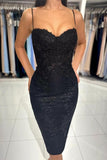 Niulatu Short Black Spaghetti Straps Cocktail Dresses with HZ1007