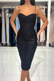 Niulatu Short Black Spaghetti Straps Cocktail Dresses with HZ1007