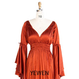 Niulatu Satin Long Sleeeves Pregnancy Woman Baby Shower Maternity Dresses for Photoshoot HZ1007
