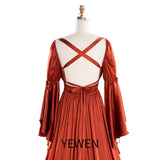 Niulatu Satin Long Sleeeves Pregnancy Woman Baby Shower Maternity Dresses for Photoshoot HZ1007