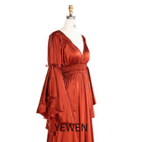 Niulatu Satin Long Sleeeves Pregnancy Woman Baby Shower Maternity Dresses for Photoshoot HZ1007