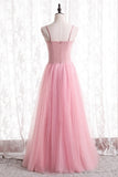 Simple Straps A-line Pink Long Party HZ0308