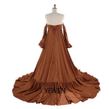 Niulatu Satin Long Shoulderless Pregnancy Woman Baby Shower Maternity Dresses Photoshoot Gown HZ1007