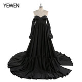 Niulatu Satin Long Shoulderless Pregnancy Woman Baby Shower Maternity Dresses Photoshoot Gown HZ1007
