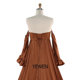 Niulatu Satin Long Shoulderless Pregnancy Woman Baby Shower Maternity Dresses Photoshoot Gown HZ1007