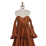 Niulatu Satin Long Shoulderless Pregnancy Woman Baby Shower Maternity Dresses Photoshoot Gown HZ1007