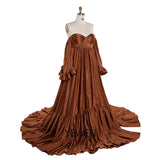 Niulatu Satin Long Shoulderless Pregnancy Woman Baby Shower Maternity Dresses Photoshoot Gown HZ1007